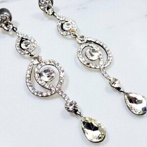 NEW Long Swirl Rhinestone Earrings